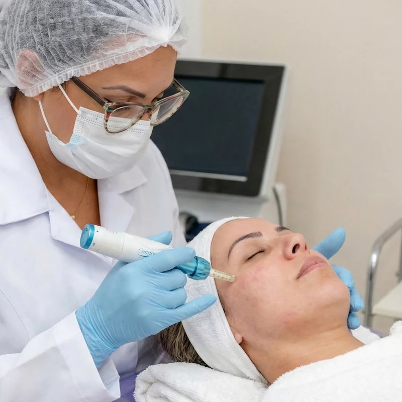 Aplicação com caneta pressurizada sem agulhas