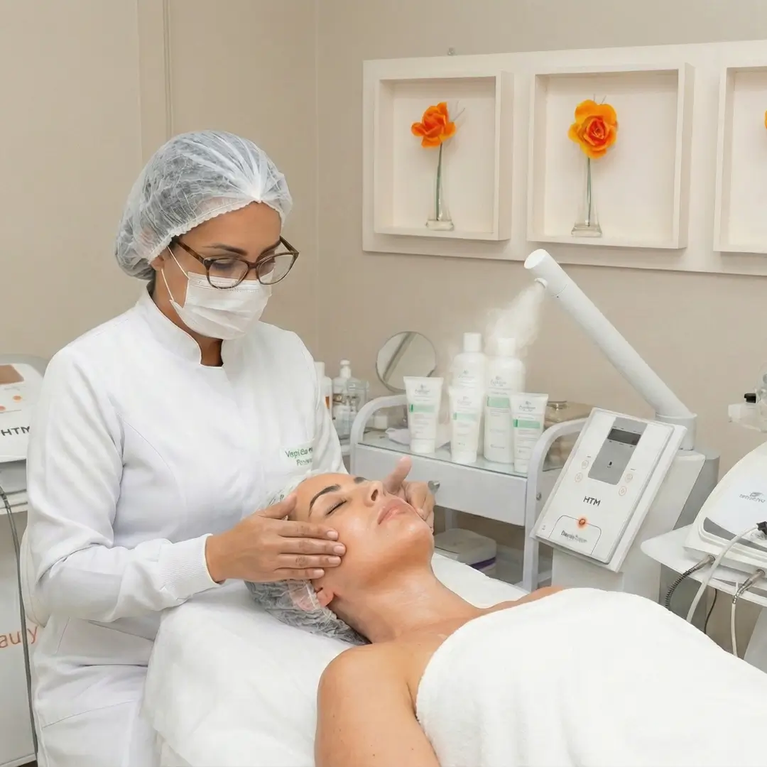 Preparação da pele para limpeza facial profissional